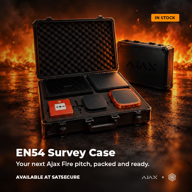 Ajax EN54 branded survey flight case, opened to show the equipment inside